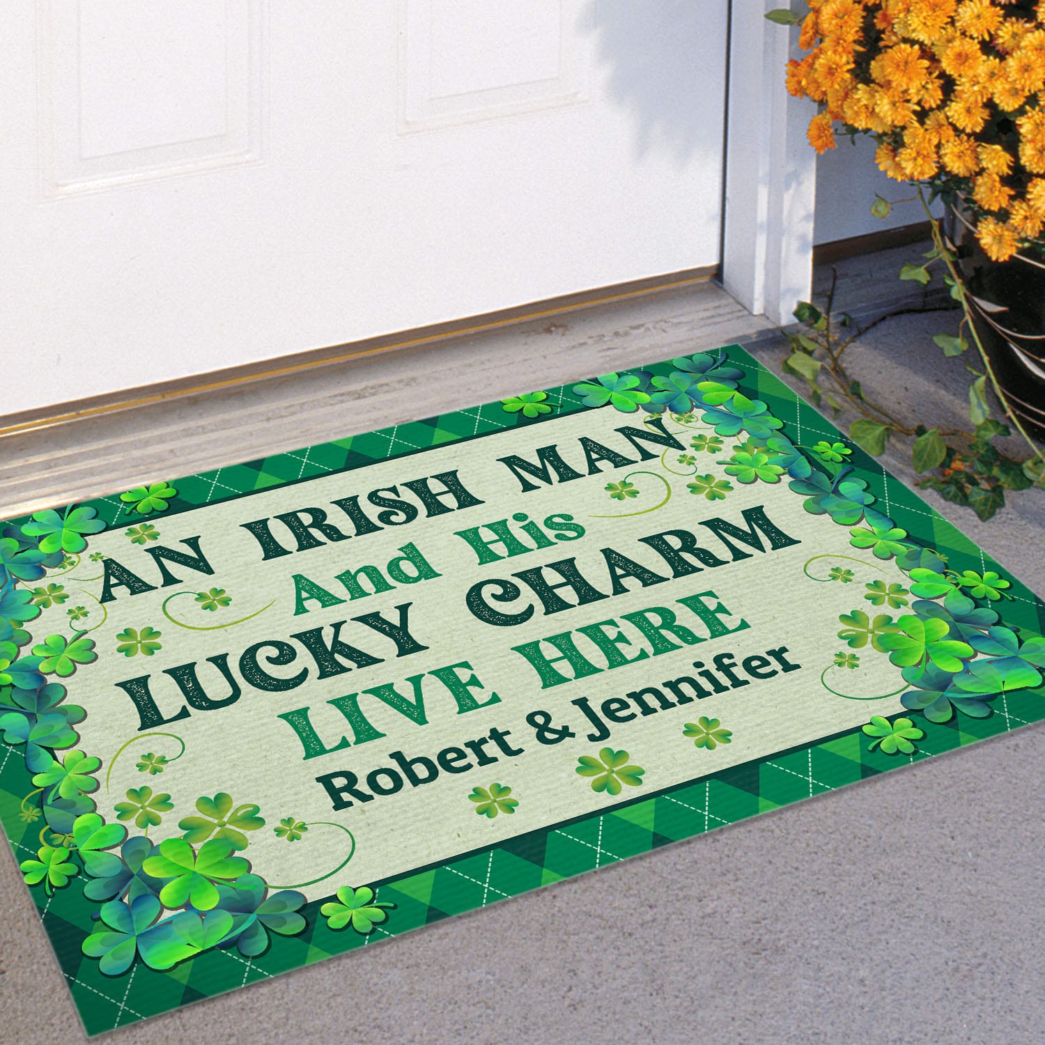5VT. An Irish Man And His Lucky Charm (Sample Design) Doormat Mockup 11