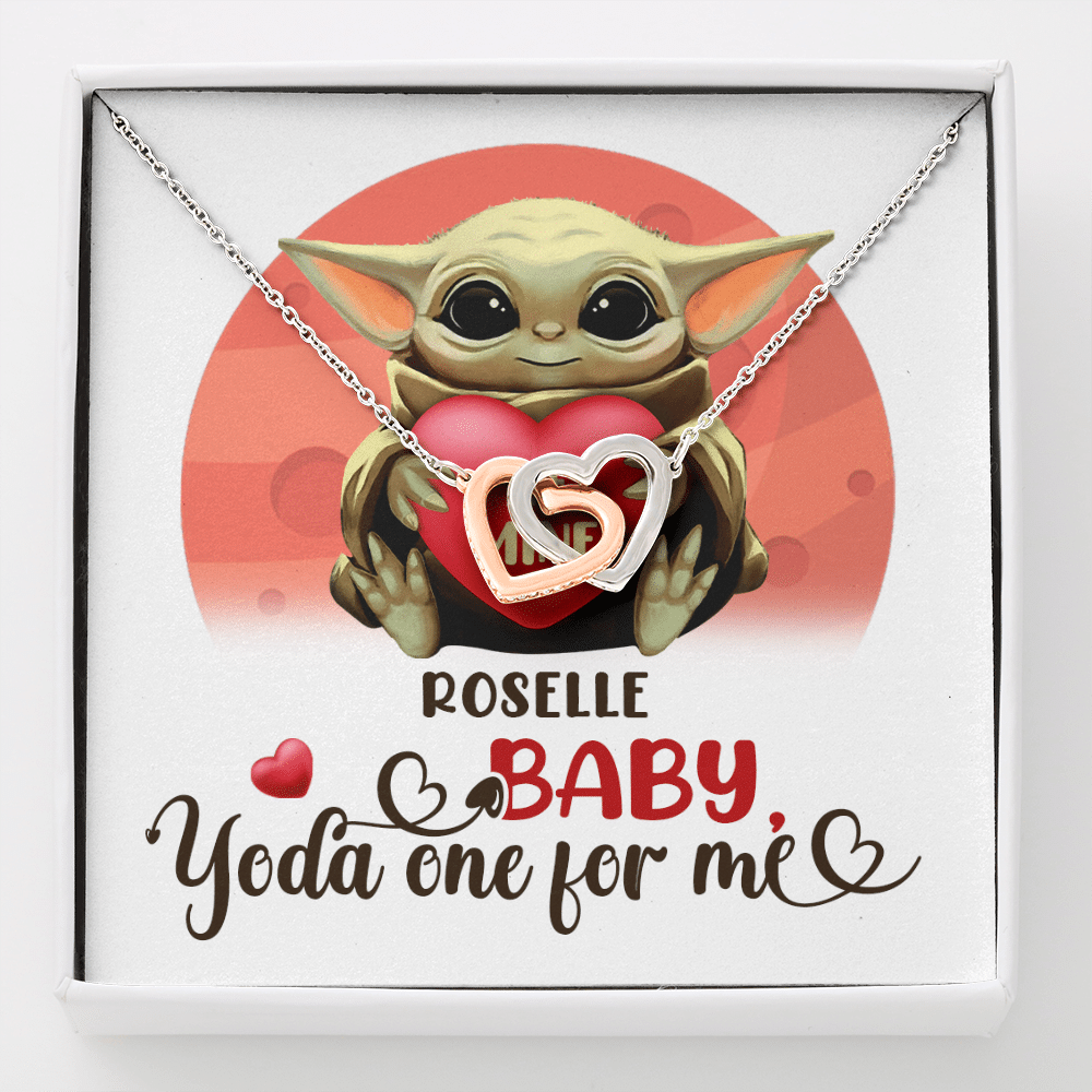 Personalized Baby Yoda One For Me Interlocking Hearts Pendant Necklace - Valentines Gifts For Girlfriend Wife - Interlocking Hearts Necklace Personalized Baby Yoda One For Me Interlocking Hearts Pendant Necklace - Valentines Gifts For Girlfriend Wife - Interlocking Hearts Necklace