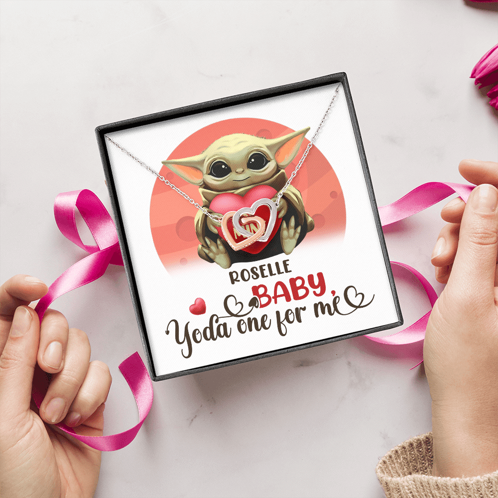 Personalized Baby Yoda One For Me Interlocking Hearts Pendant Necklace - Valentines Gifts For Girlfriend Wife Personalized Baby Yoda One For Me Interlocking Hearts Pendant Necklace - Valentines Gifts For Girlfriend Wife