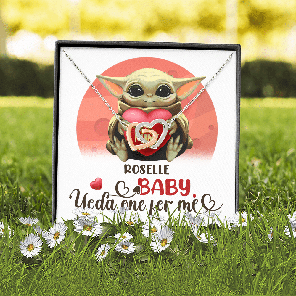 Personalized Baby Yoda One For Me Interlocking Hearts Pendant Necklace - Valentines Gifts For Girlfriend Wife Personalized Baby Yoda One For Me Interlocking Hearts Pendant Necklace - Valentines Gifts For Girlfriend Wife
