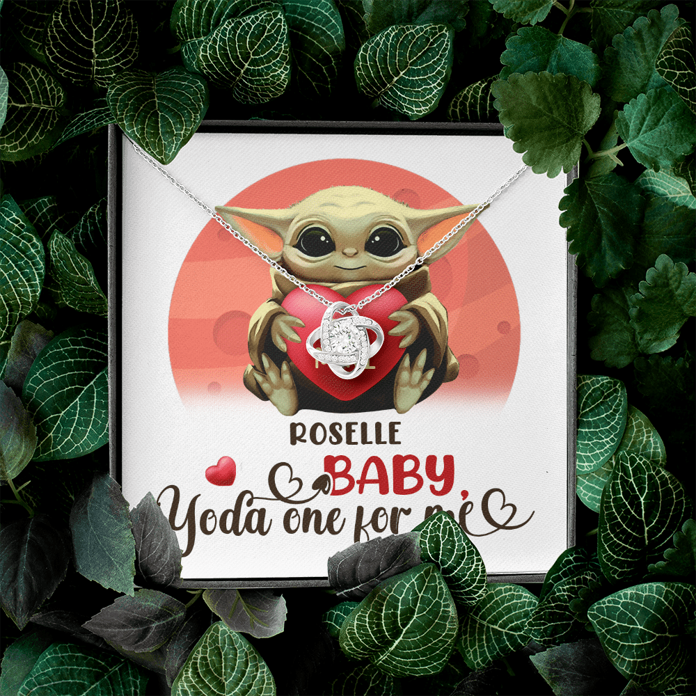 Personalized Baby Yoda One For Me Love Knot Necklace - Valentines Day Gifts For Her Girlfriend Wife