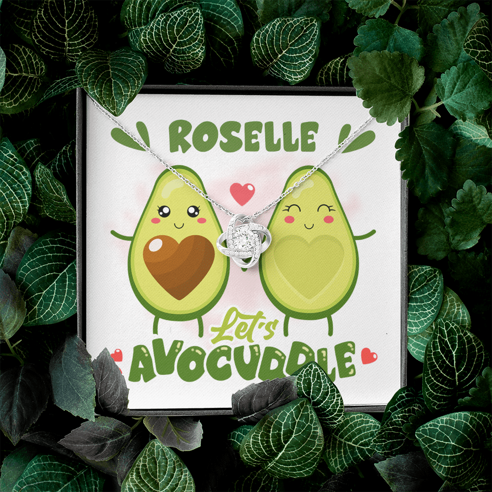Personalized Let's Avocuddle Avocado Couples Girlfriends Wife Valentines Day Love Knot Necklace