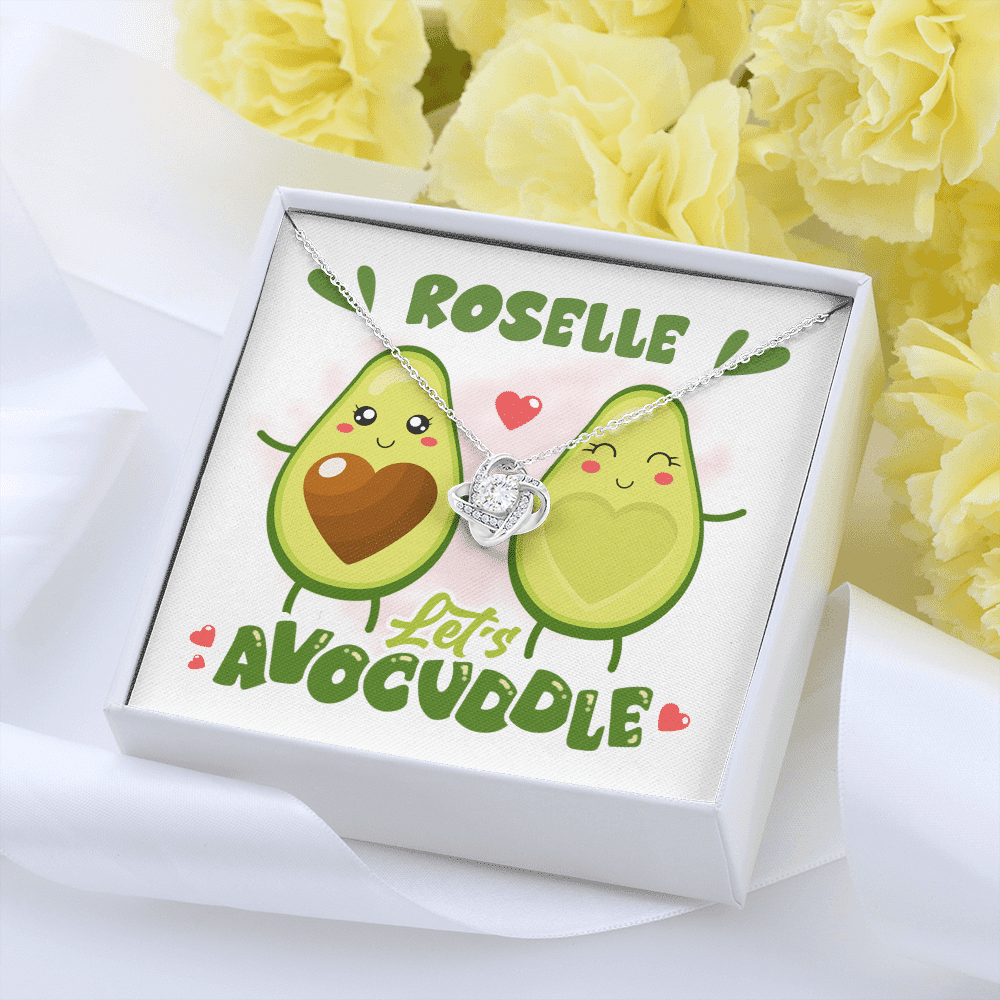 Personalized Let's Avocuddle Avocado Couples Girlfriends Wife Valentines Day Love Knot Necklace