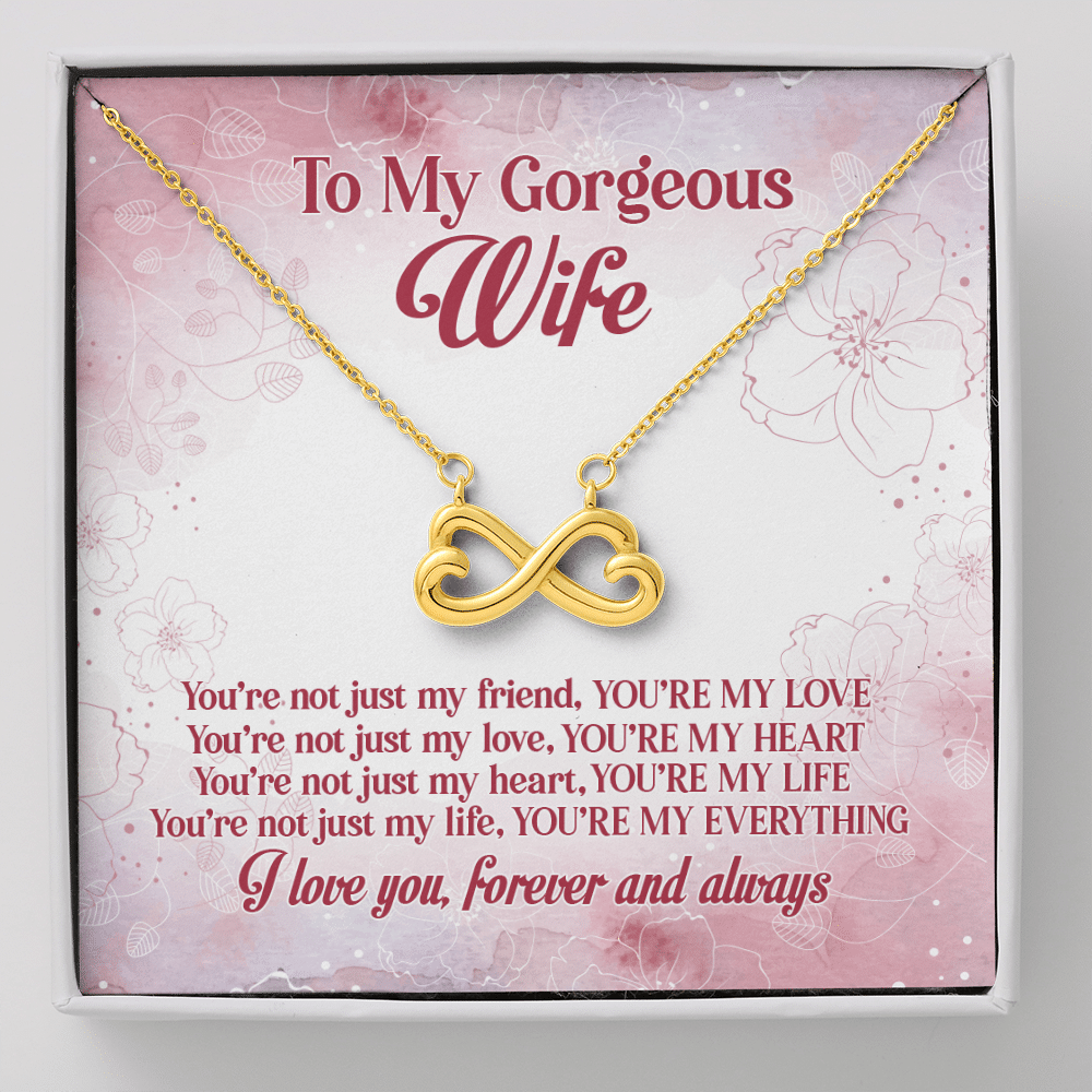 To My Gorgeous Wife You're Not Just My Friend You're My Love Infinity Heart Pendant Necklace - Infinity Heart Necklace (18K Yellow Gold) To My Gorgeous Wife You're Not Just My Friend You're My Love Infinity Heart Pendant Necklace - Infinity Heart Necklace (18K Yellow Gold)