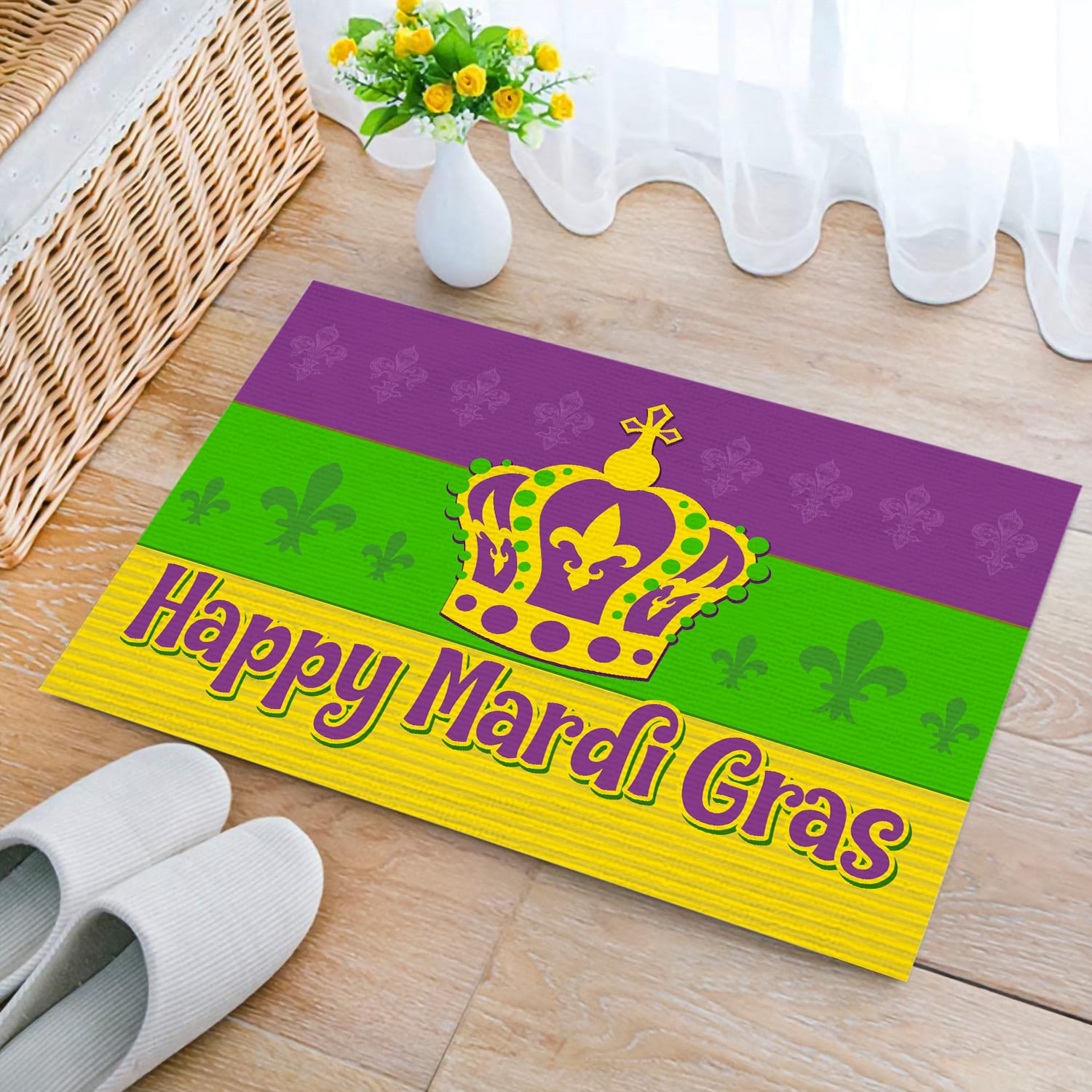 4BN. Mardi Gras Crown Doormat Doormat mockup 2