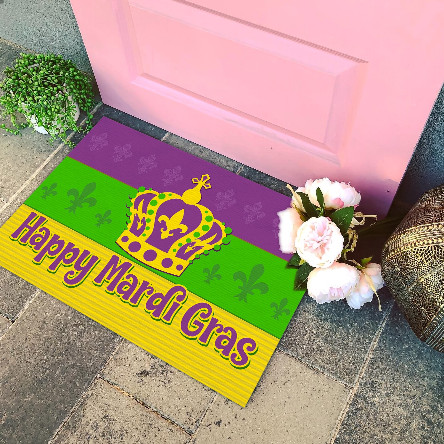 4BN. Mardi Gras Crown Doormat Doormat mockup 4