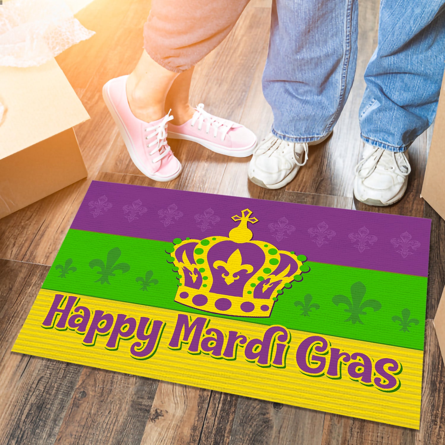 4BN. Mardi Gras Crown Doormat Doormat mockup 6
