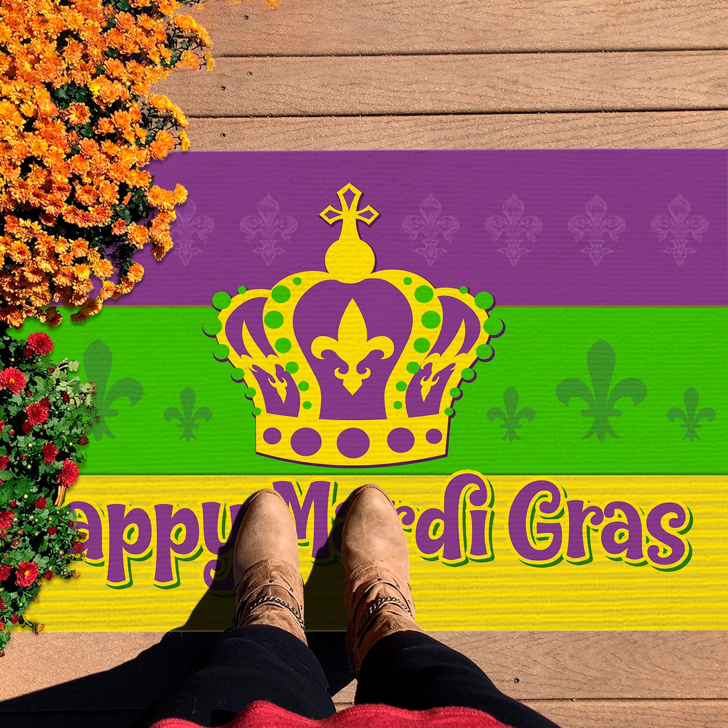 4BN. Mardi Gras Crown Doormat Doormat mockup 7