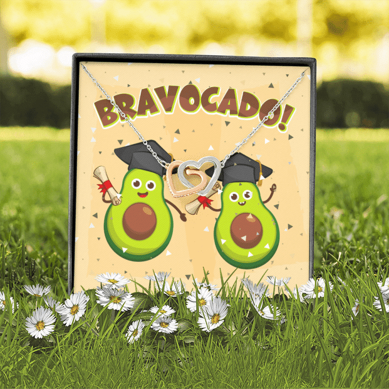 Bravocado Avocado Graduation Graduate Interlocking Hearts Pendant Necklace - College High School Jewelry Gift