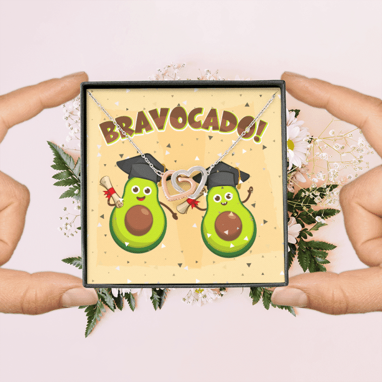 Bravocado Avocado Graduation Graduate Interlocking Hearts Pendant Necklace - College High School Jewelry Gift
