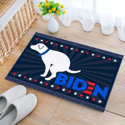 Alternative view of Dog Pooping On Biden Anti Biden Indoor Outdoor Doormat - Funny Biden Wipe Your Feet Here Door Mat