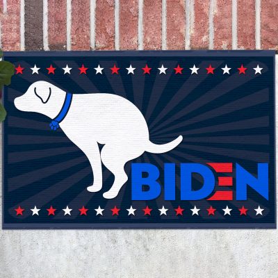 Dog Pooping On Biden Anti Biden Indoor Outdoor Doormat - Funny Biden Wipe Your Feet Here Door Mat