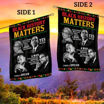Alternative view of Black History Matters African American Flag - Black History Month Garden Flag - House Flag