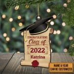 Congratulations Class Of Personalized Graduation Hat Custom Shaped Wooden Christmas Ornament