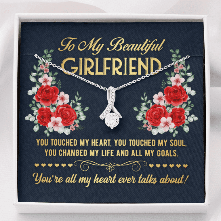 To My Beautiful Girlfriend You Touch My Heart You Touch My Soul Valentines Day Alluring Beauty Necklace - Alluring Beauty Necklace
