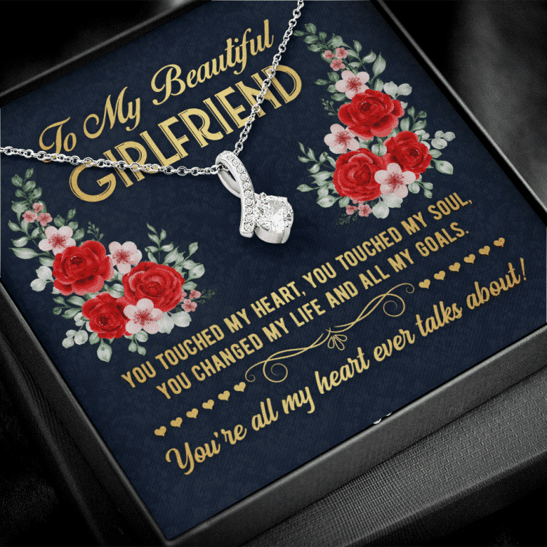 To My Beautiful Girlfriend You Touch My Heart You Touch My Soul Valentines Day Alluring Beauty Necklace