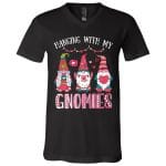 7Th. Hanging With My Gnomies (Valentine), Black, V-Neck T-Shirt