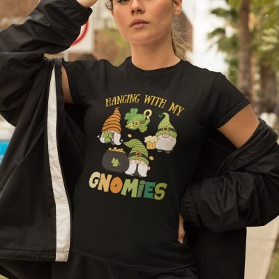 Alternative view of Hanging With My Gnomies T-Shirt - V-Neck - Irish Gnomies St Patrick's Day Lucky Shamrock Tee