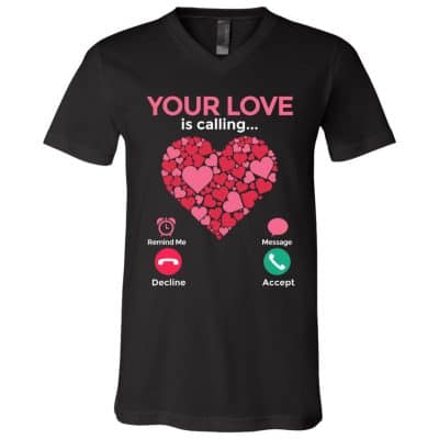 1Th. Your Love Is Calling (4), Black, V-Neck T-Shirt