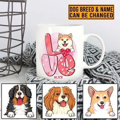 Alternative view of Personalized Dog Breed Valentine Dog Lover Ceramic Coffee Mug - Funny Valentine Gift for Dog Lovers