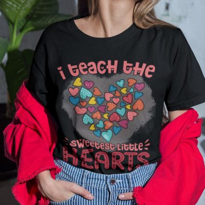 Alternative view of I Teach The Sweetest Little Hearts Funny Teacher Valentine Day T-Shirt - V-Neck Shirt