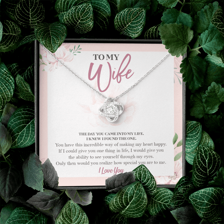 To My Wife The Day You Came Into My Life I Knew I Found The One Love Knot Pendant Necklace