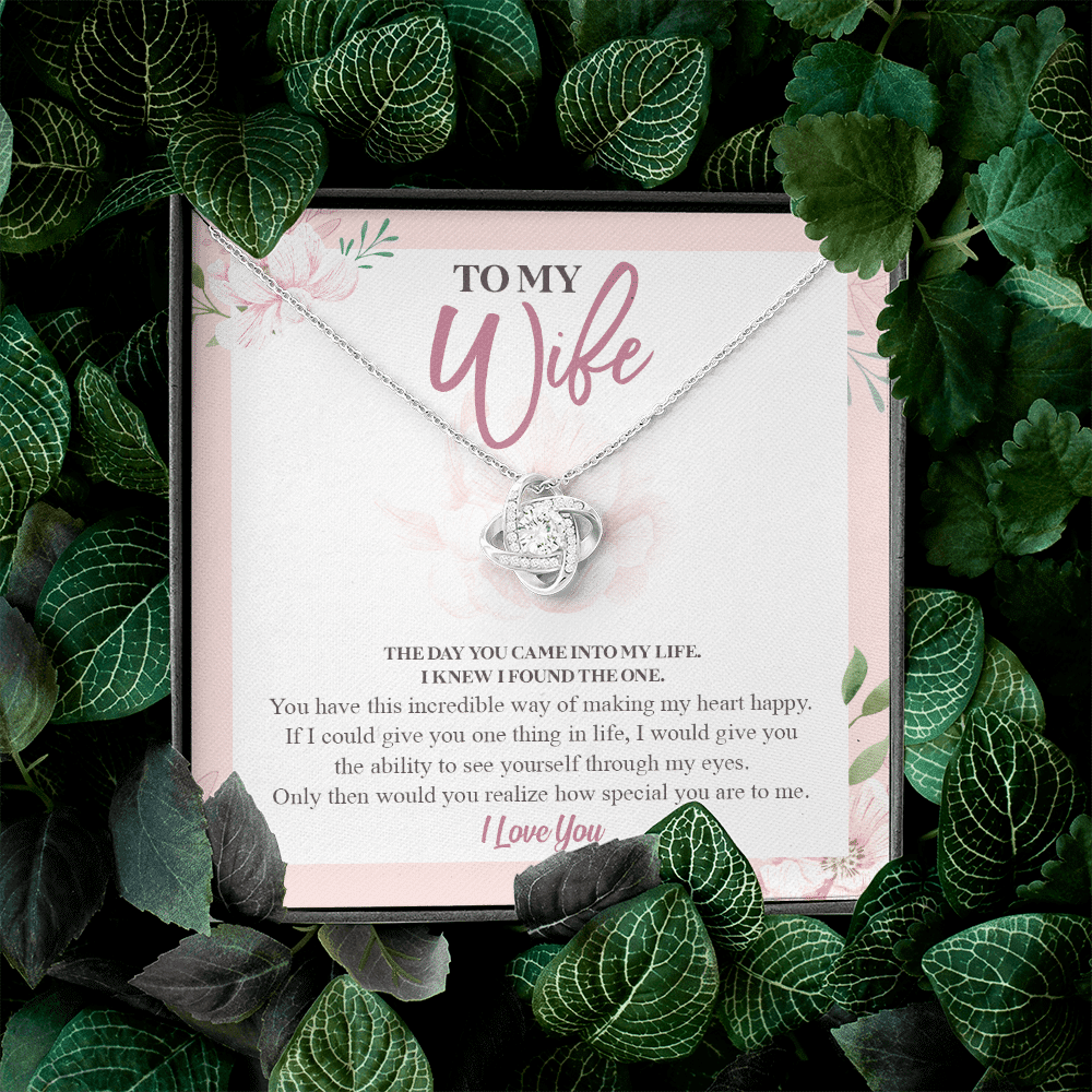 To My Wife The Day You Came Into My Life I Knew I Found The One Love Knot Pendant Necklace