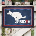 Dog Pooping On Biden Funny Decorative Metal Sign - Indoor Outdoor Decor