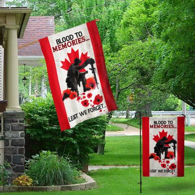 Alternative view of Canada Veteran Flag Blood To Memories Lest We Forget Outdoor Indoor Decorative Garden Flag - House Flag - Wall Flag