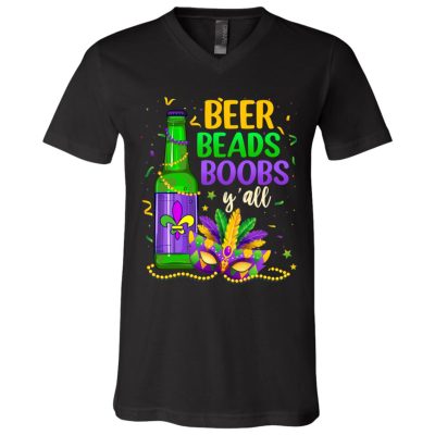 8Th. Beer Beads Boobs, Black, V-Neck T-Shirt