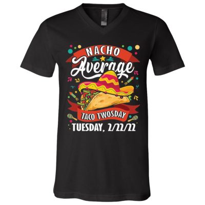 3Th. Nacho Average Taco Twosday, Black, V-Neck T-Shirt