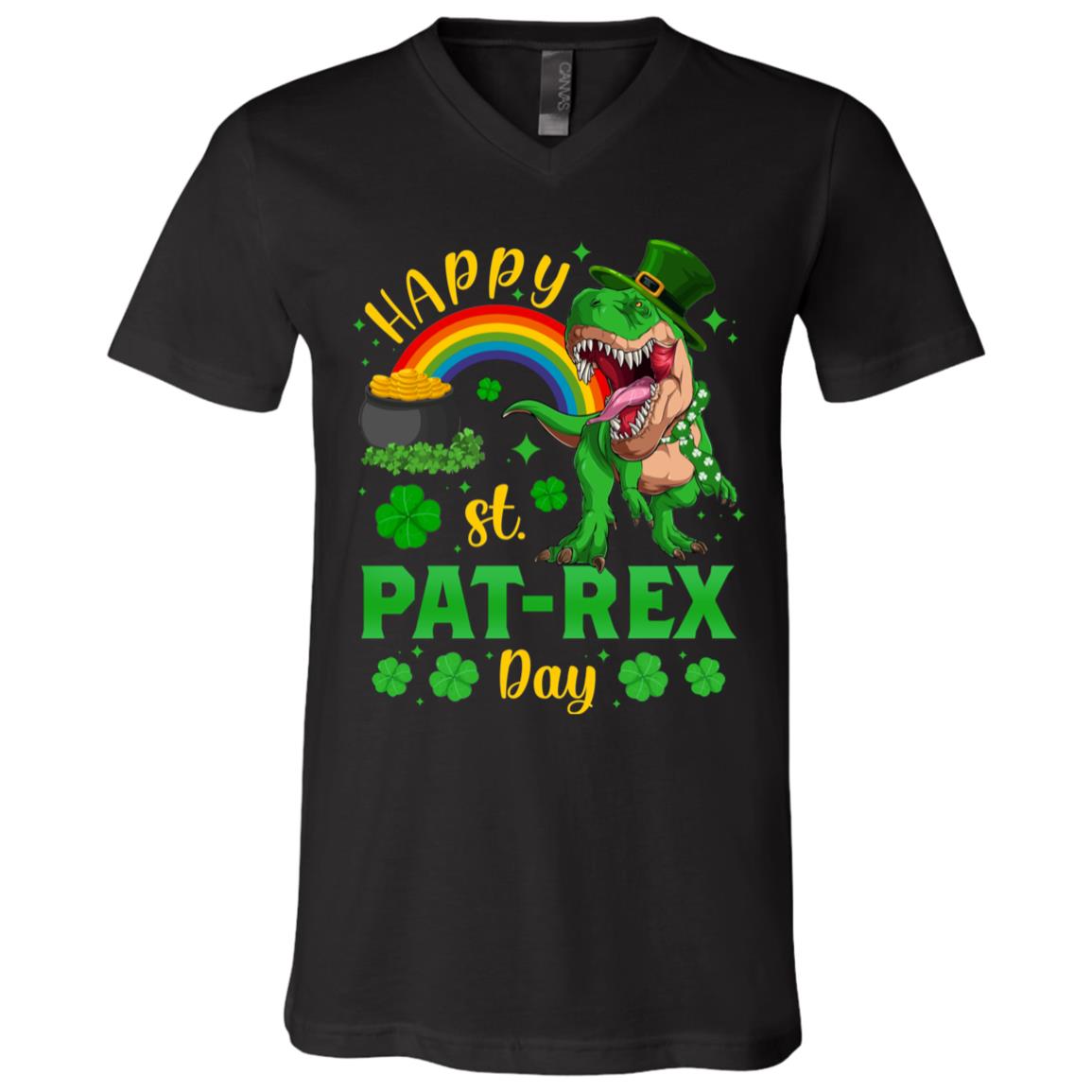 4Th. Pat-Rex Day (6), Black, V-Neck T-Shirt