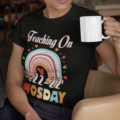 Alternative view of Teaching On 2-22-22 Twosday Cute T-Shirt - V-Neck Shirt