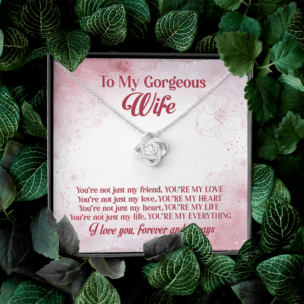 To My Gorgeous Wife You're Not Just My Friend You're My Love You're My Everything Love Knot Necklace