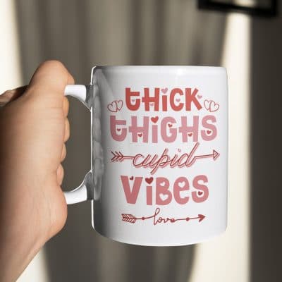 Alternative view of Thick Thighs Cupid Vibes Ceramic Accent Coffee Mug - Water Bottle - Beer Stein
