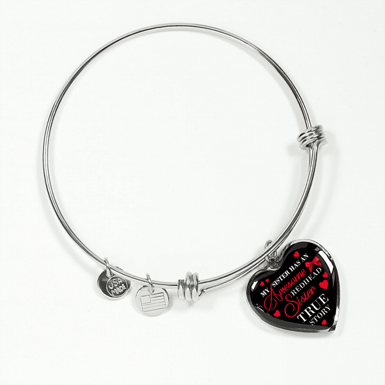 My Sister Has An Awesome Redhead Sister True Story Luxury Heart Pendant Necklace - Bangle - Redhead Gifts