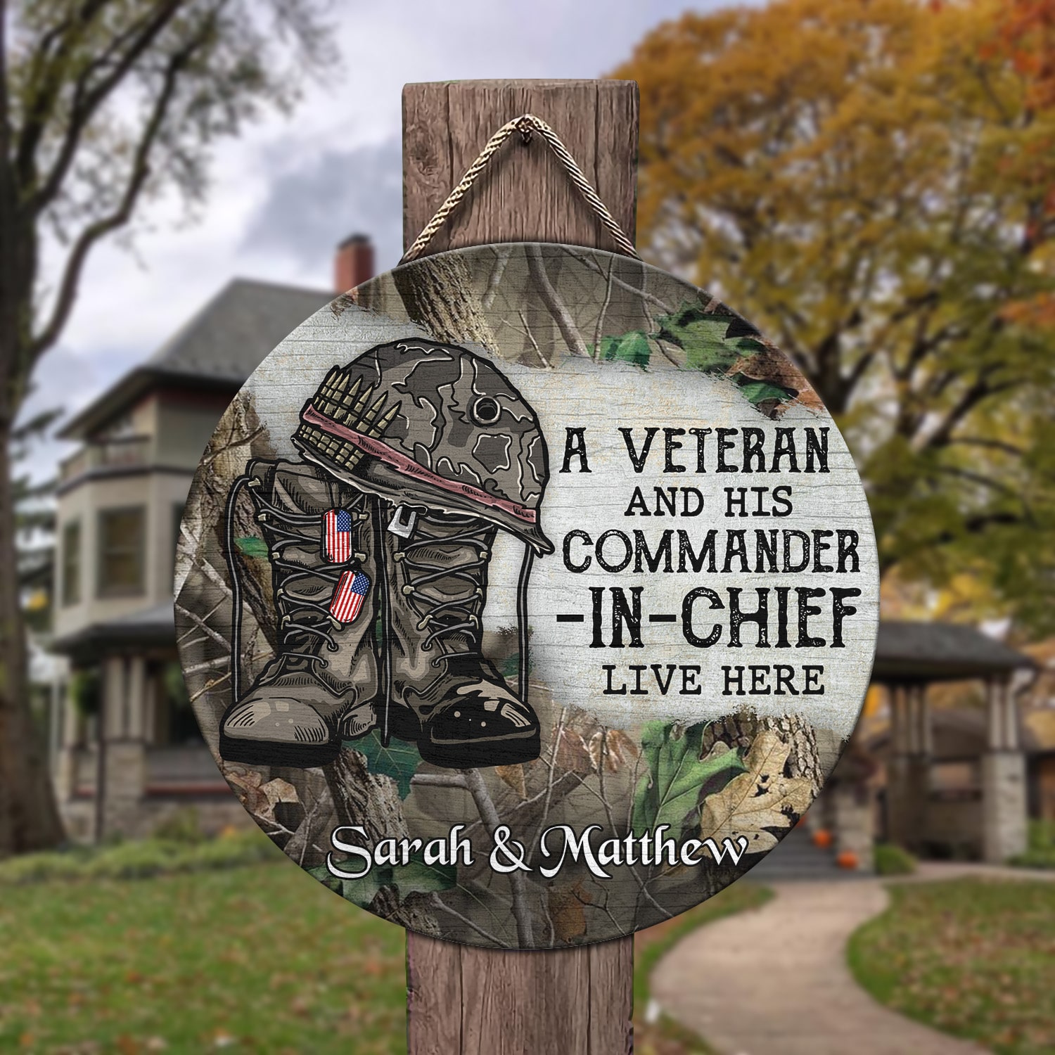 3Th. Veteran And His Commander-sample design Door Sign Mockup 3