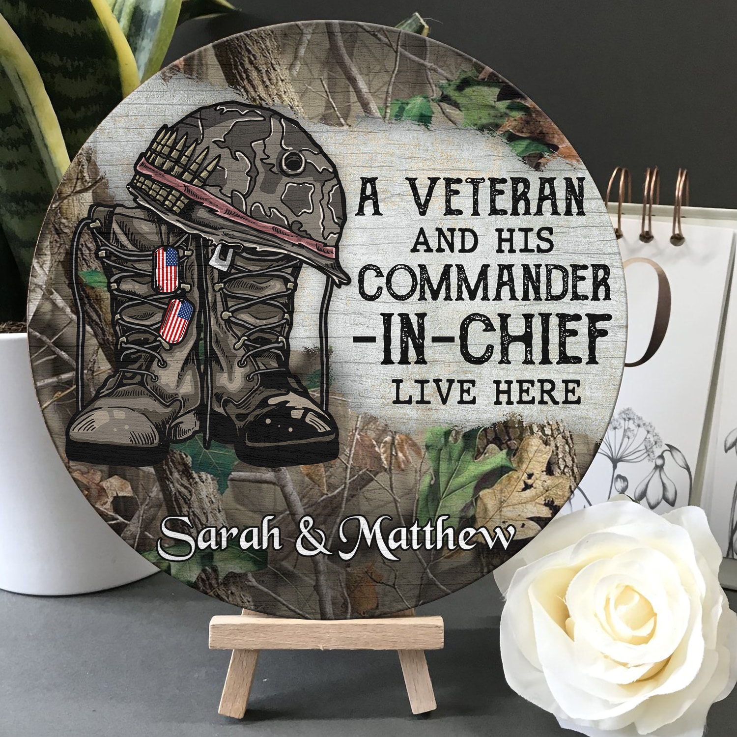 3Th. Veteran And His Commander-sample design Door Sign Mockup 5