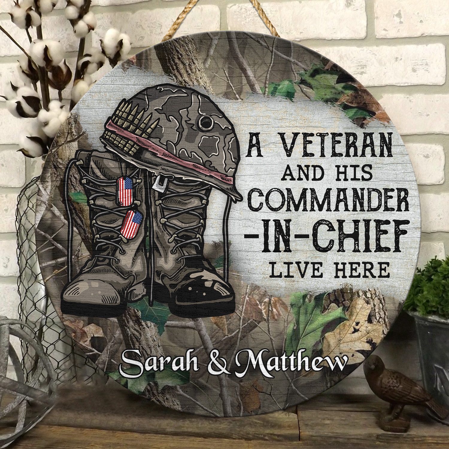 3Th. Veteran And His Commander-sample design Door Sign Mockup 6