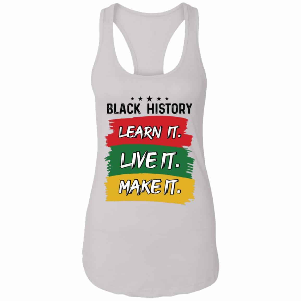 learn 6, White, Ladies Racerback Tank