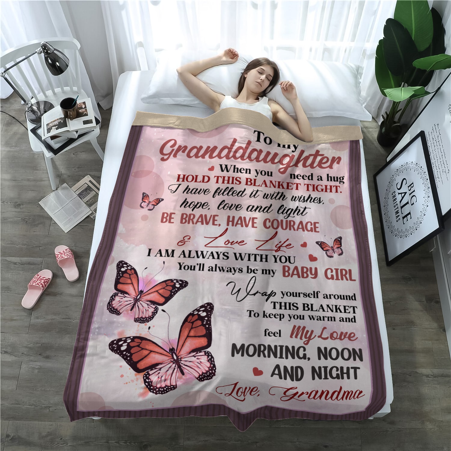 3. To My Granddaughter Butterfly Mockup Blanket 13