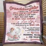 To My Granddaughter When You Need Hug Hold This Blanket Baby Girl Elephant Fleece Blanket -  Gift for Granddaughter