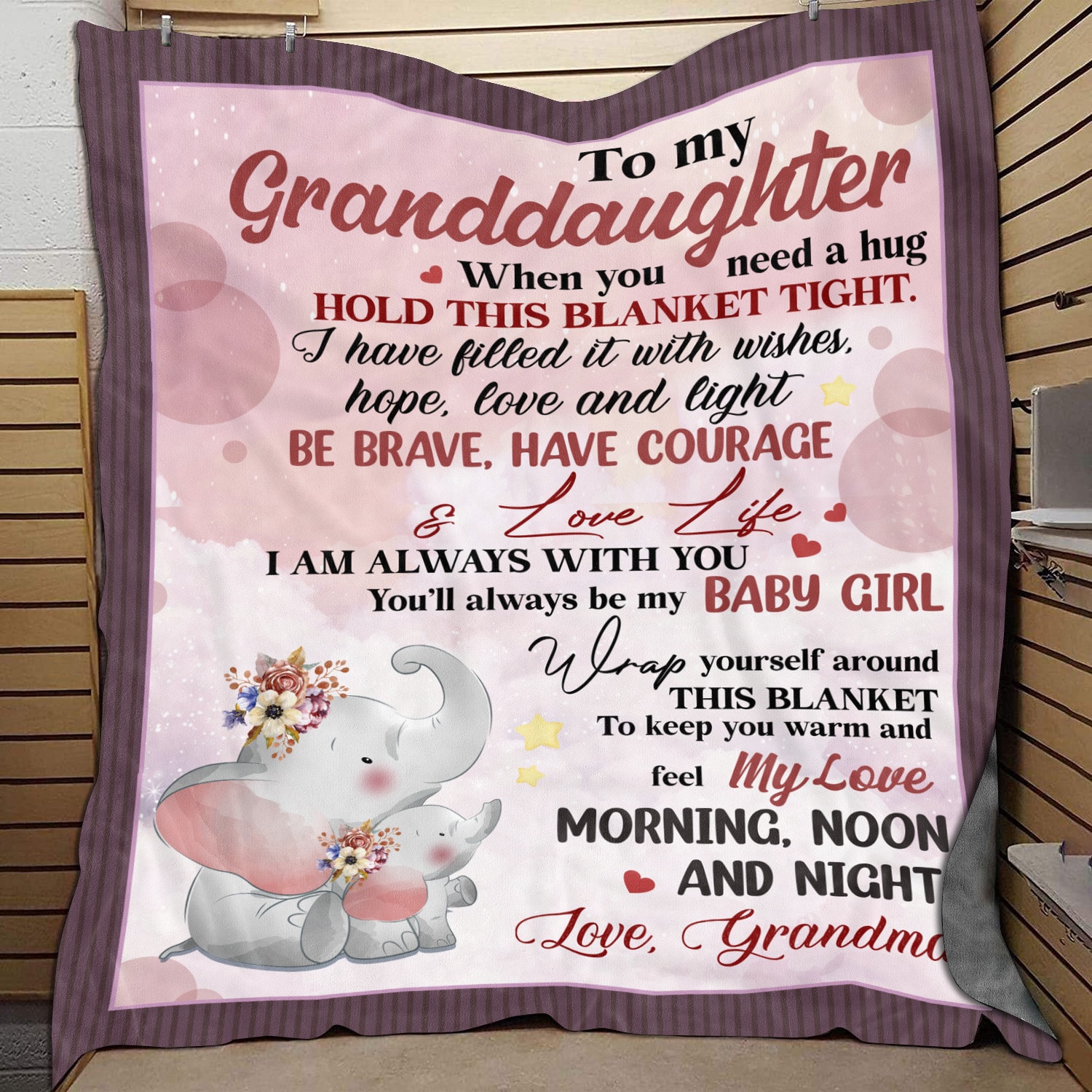 3. To My Granddaughter Elephant Blanket Mockup 9