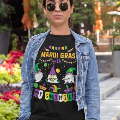 Alternative view of Mardi Gras With My Gnomies Funny T-Shirt - Mardi Gras 2022 Gift Tee