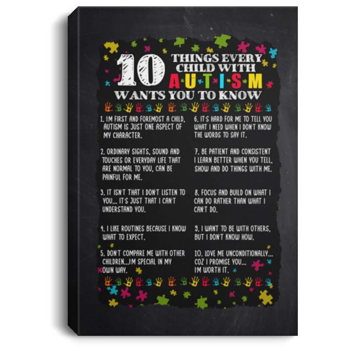10 Things Every Child, White, 0.75'' Framed Canvas