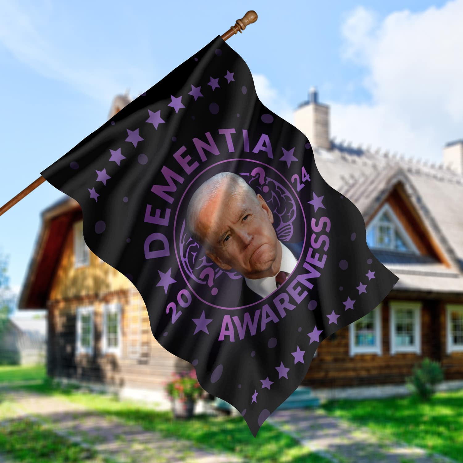 2O. Dementia Awareness (30x40) House Flag Mockup 5