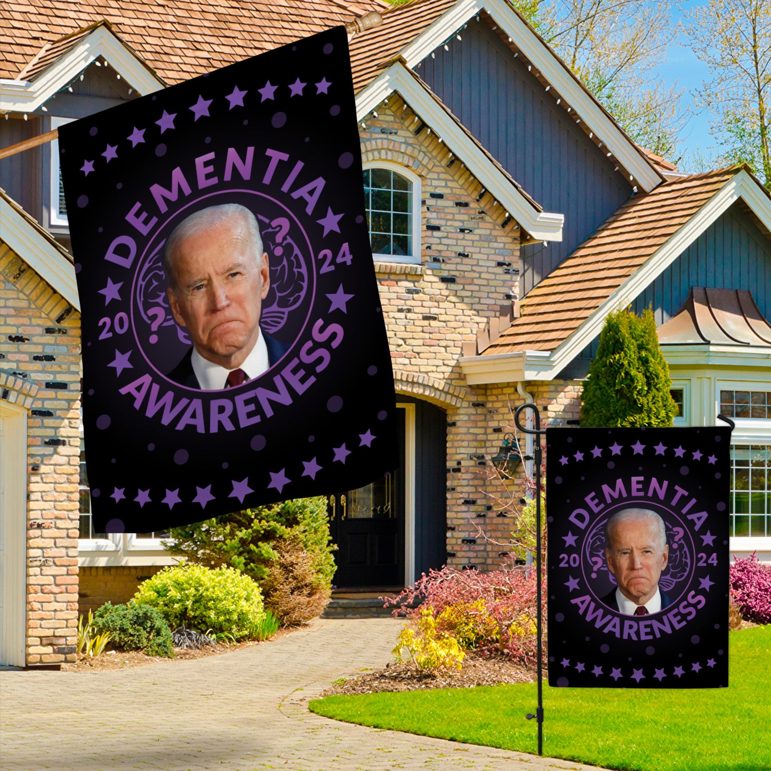 2O. Dementia Awareness (30x40) Garden & House Mockup 3