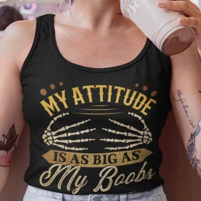 Alternative view of My Attitude Is As Big As My Boobs You've Been Warned Cotton Tank Top Tee - Ladies Racerback Tank