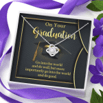 On Your Graduation Go Into The World And Do Well Love Knot Pendant Necklace