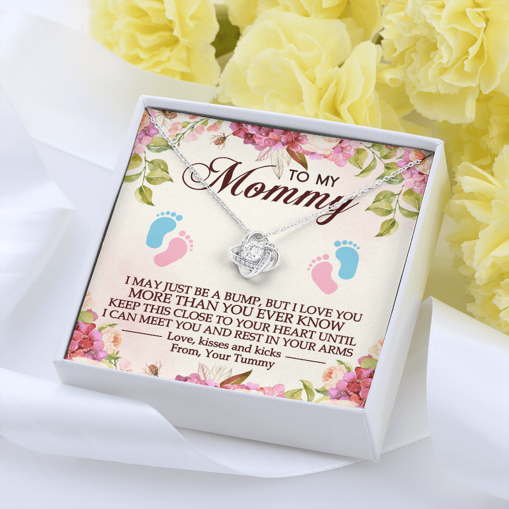 To My Mommy I May Just Be A Bump But I Love You More Than You Ever Know Love Knot Necklace